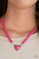 Country Sweetheart - Pink Heart Necklace Paparazzi