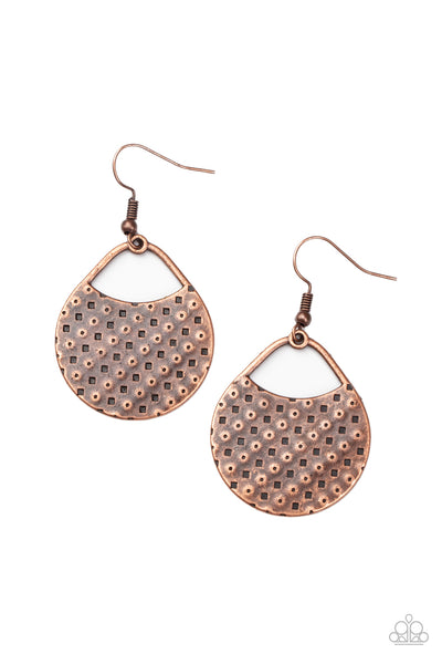 Im Sensing a Pattern Here - Copper Earrings Paparazzi