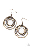 Spiraling Out of Control - Brass Earrings Paparazzi