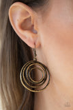 Spiraling Out of Control - Brass Earrings Paparazzi