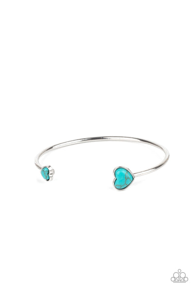 Romantically Rustic - Blue Turquoise Heart Bracelet Paparazzi