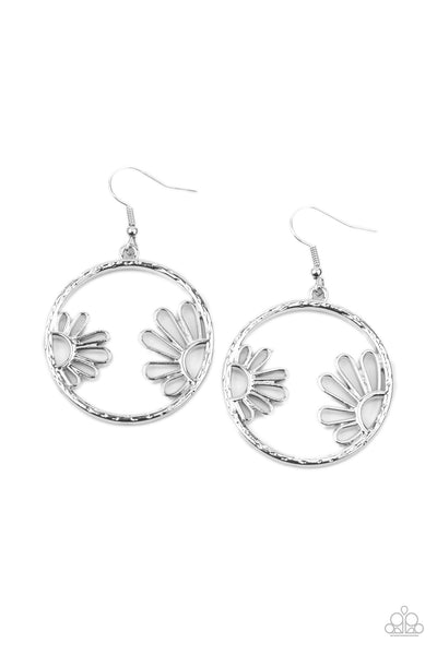 Demurely Daisy - Silver Earrings Paparazzi