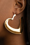 Heart-Racing Radiance - Gold Heart Earrings Paparazzi