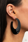 Going OVAL-board - Black Earrings Paparazzi