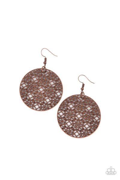 Metallic Mosaic - Copper Earrings Paparazzi