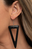 Bermuda Backpacker - Black Wooden Earrings Paparazzi