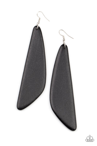 Scuba Dream - Black Wooden Earrings Paparazzi