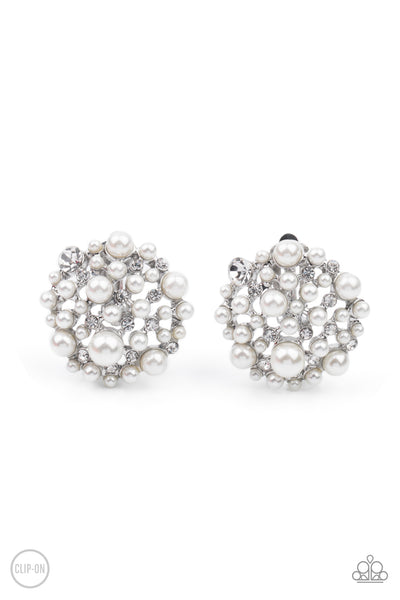 Head To Toe Twinkle - White Clip on Earrings Paparazzi