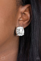 Bombshell Brilliance - White Clip-On Earrings Paparazzi