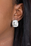 Bombshell Brilliance - White Clip-On Earrings Paparazzi