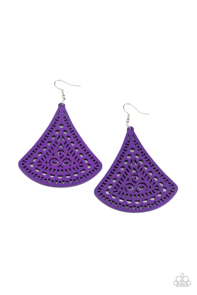 FAN to FAN - Purple Wooden Earrings Paparazzi