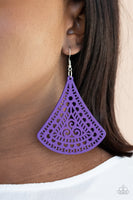 FAN to FAN - Purple Wooden Earrings Paparazzi