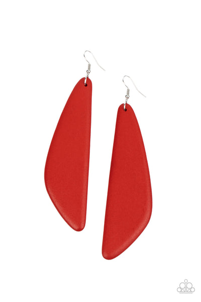 Scuba Dream - Red Wooden Earrings Paparazzi