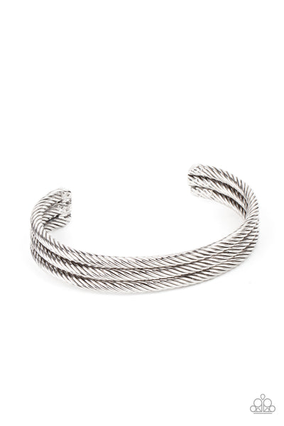 Armored Cable - Silver Bracelet Paparazzi