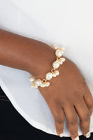 Imperfectly Perfect - Gold & Pearl Bracelet Paparazzi