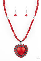 A Heart Of Stone - Red Heart Necklace Paparazzi