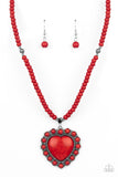 A Heart Of Stone - Red Heart Necklace Paparazzi