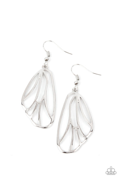 Turn Into A Butterfly - Silver Earrings Paparazzi