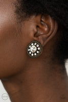 Dazzling Definition - Brass Clip-On Earrings Paparazzi