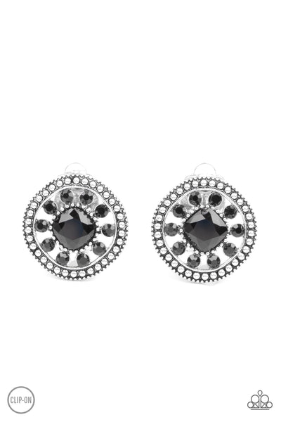 Dazzling Definition - Black Clip On Earrings Paparazzi