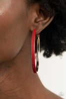 Fearless Flavor - Red Faux Leather Earrings Paparazzi