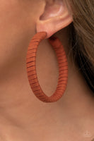 Suede Parade - Orange Hoop Earring Paparazzi