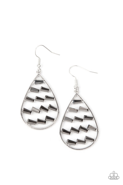 Glitzy Grit - Silver Earrings Paparazzi