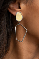 Retro Reverie - Yellow Clip On Earrings Paparazzi