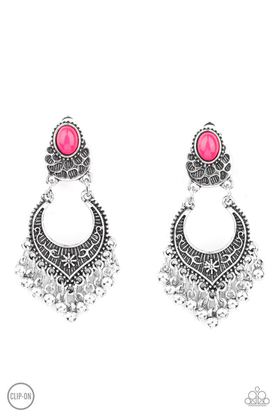 Summery Gardens - Pink Clip-On Earrings Paparazzi