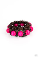 Tropical Temptations - Pink Wooden Bracelet