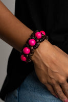 Tropical Temptations - Pink Wooden Bracelet