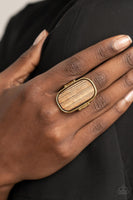 Reclaimed Refinement - Gold & Brown Wood Ring