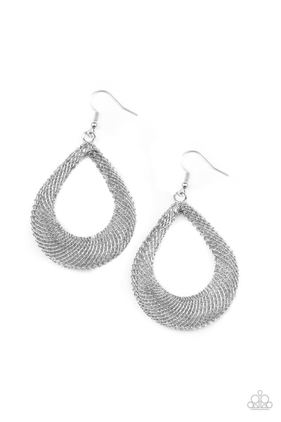 A Hot MESH - Silver Earrings Paparazzi