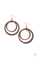 Rounded Out - Copper Earrings Paparazzi