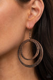 Rounded Out - Copper Earrings Paparazzi