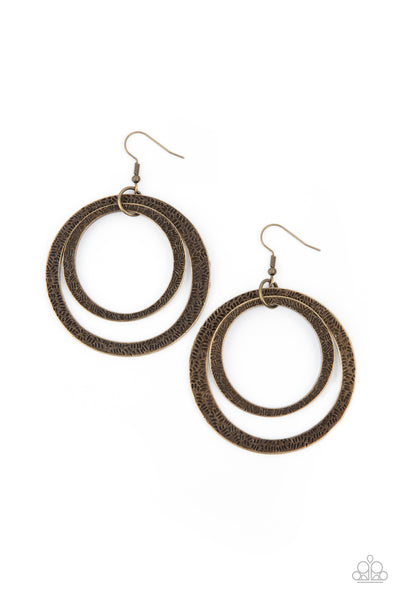 Rounded Out - Brass Earrings Paparazzi