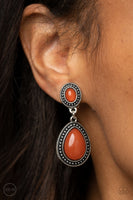 Carefree Clairvoyance - Orange Clip On Earrings Paparazzi