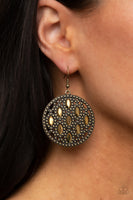 Medallion Stallion - Brass Earrings Paparazzi