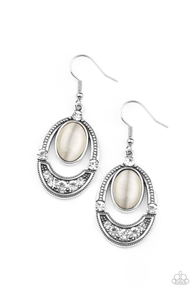 Serene Shimmer - White Earrings Paparazzi