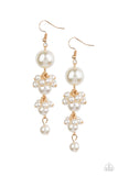 Ageless Applique - Gold Pearl Earrings Paparazzi