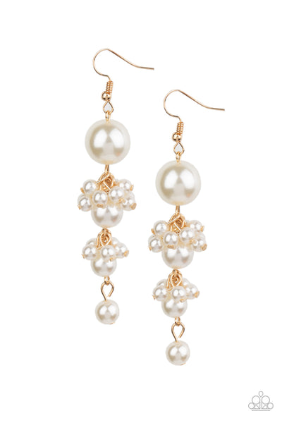 Ageless Applique - Gold Pearl Earrings Paparazzi