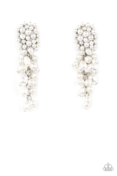 Fabulously Flattering - White Earrings Paparazzi