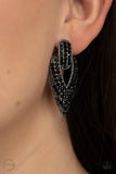 Blinged Out Buckles - Black Clip On Earrings Paparazzi