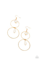 Cultured in Couture - Gold Pearl Earrings Paparazzi