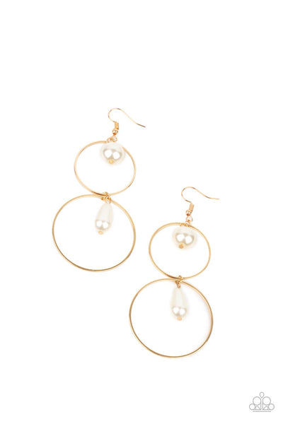 Cultured in Couture - Gold Pearl Earrings Paparazzi