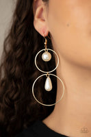 Cultured in Couture - Gold Pearl Earrings Paparazzi