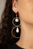 Cultured in Couture - Gold Pearl Earrings Paparazzi