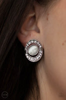 GLOW of Force - White Clip On Earrings Paparazzi