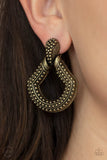 Better Buckle Up - Brass Clip On Earrings Paparazzi