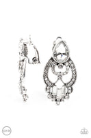 Glamour Gauntlet - White Clip On Earrings Paparazzi